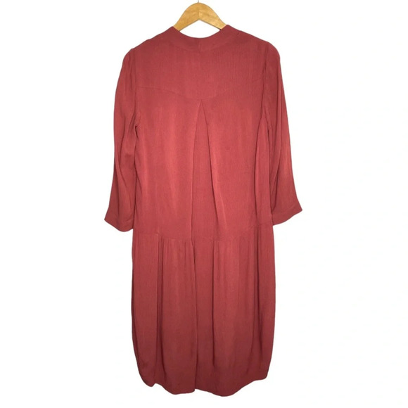 Just Female Terracotta Rust Red Canyon Tie Lace Up Front Smock Dress Size XS - Picture 10 of 11